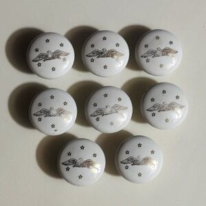 Vintage Porcelain American Eagle White Drawer Knobs Pulls